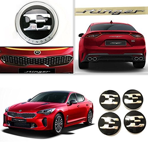 KIA Stinger Genuine OEM Front & Rear Emblem/18" Center Wheel Cap Set (Total 6 pcs) for 17~18 - Image 1