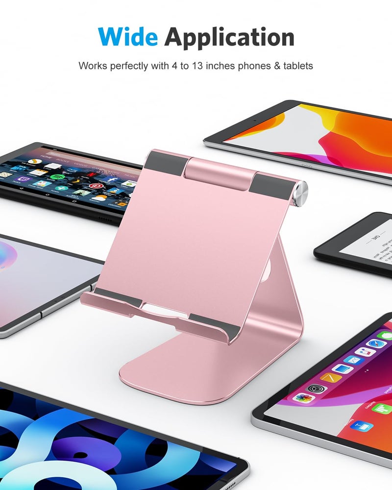 OMOTON Tablet Stand Holder Adjustable, T1 Desktop Aluminum Tablet Dock Cradle Compatible with iPad Air/Mini, iPad 10.2/9.7, iPad Pro 11/12.9, Samsung Tab and More, Rose Gold - Image 2