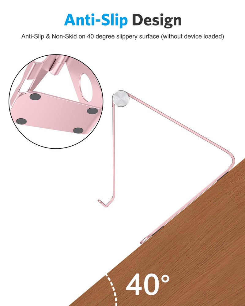 OMOTON Tablet Stand Holder Adjustable, T1 Desktop Aluminum Tablet Dock Cradle Compatible with iPad Air/Mini, iPad 10.2/9.7, iPad Pro 11/12.9, Samsung Tab and More, Rose Gold - Image 5