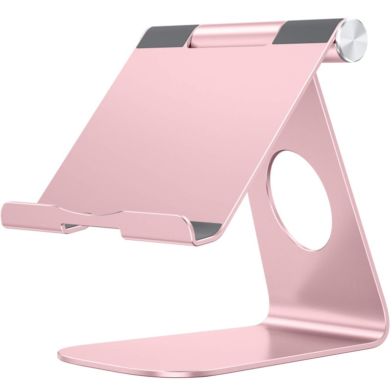 OMOTON Tablet Stand Holder Adjustable, T1 Desktop Aluminum Tablet Dock Cradle Compatible with iPad Air/Mini, iPad 10.2/9.7, iPad Pro 11/12.9, Samsung Tab and More, Rose Gold - Image 1