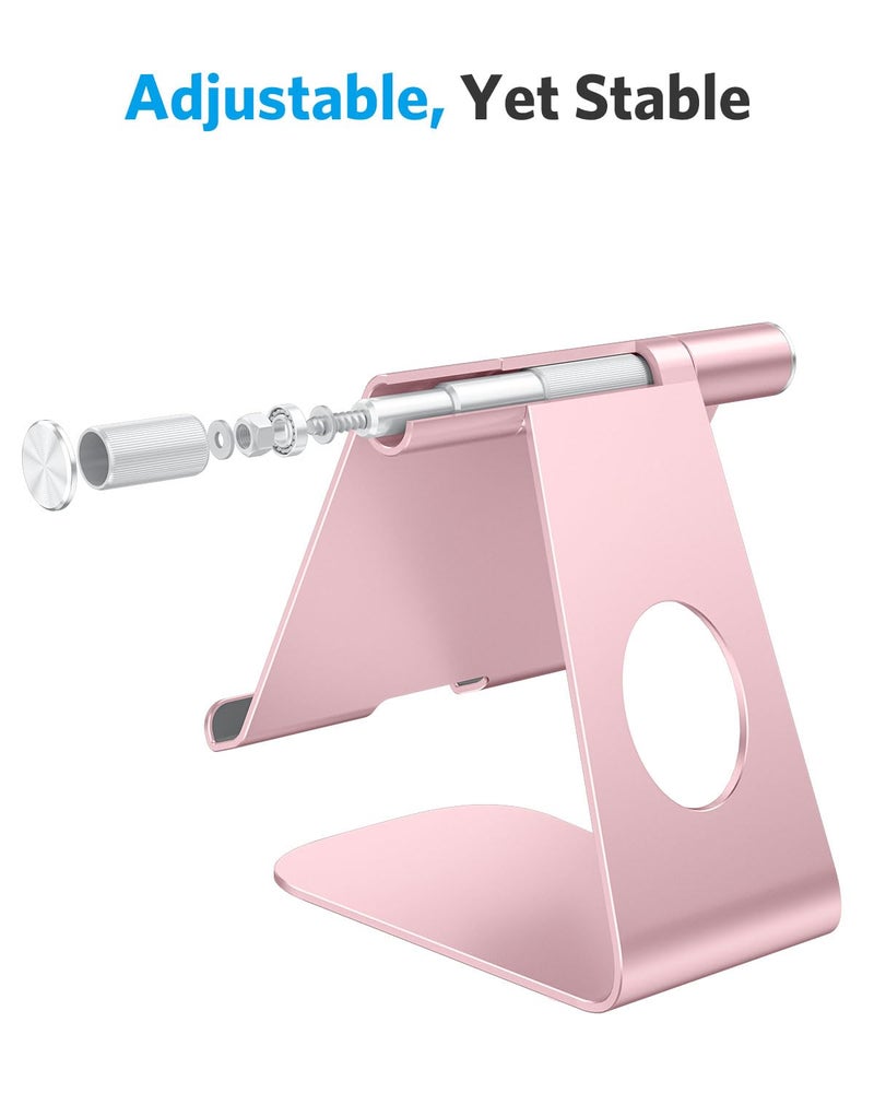 OMOTON Tablet Stand Holder Adjustable, T1 Desktop Aluminum Tablet Dock Cradle Compatible with iPad Air/Mini, iPad 10.2/9.7, iPad Pro 11/12.9, Samsung Tab and More, Rose Gold - Image 3