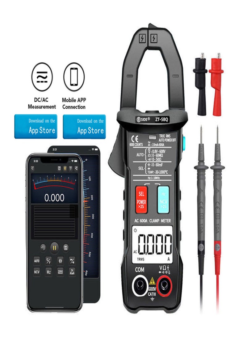 BSIDE ZT-5BQ 6000 Counts High Precision NCV Test Digital Smart Clamp Meter with BT Function True RMS Clamp Type Multimeter Measuring DC/AC Voltage AC Current Resistance Capacitance Frequency Inrush Current Diode and Continuity Peak Hold Flashlight -3 - Image 4