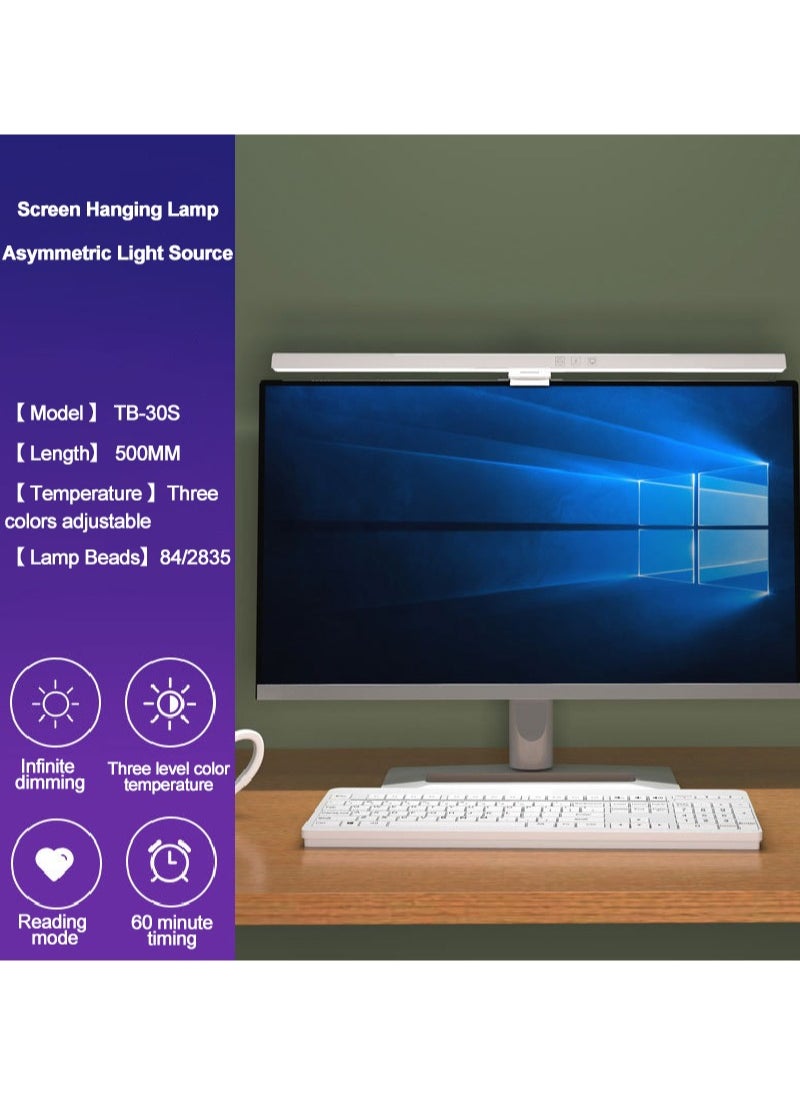 Fh - USB Computer Monitor Lamp,LED Laptop Hanging Light with Adjustable Brightness/Color for Office/Home/Gaming/Desk Black 500MM - Image 1