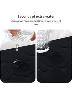 HQ-GAMING Bathroom Rugs Sets 3 Piece, Cobblestone Flannel Bathroom Mats Set Extra Thick, Non Slip Bath Mats for Bathroom, Water Absorbent, Washable Bath Rugs for Tub, Toilet and Floor (Black)  - Image 3