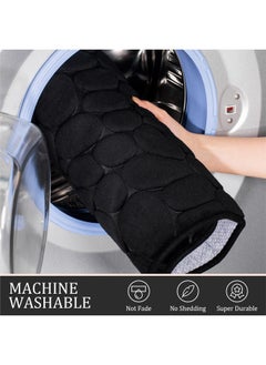 HQ-GAMING Bathroom Rugs Sets 3 Piece, Cobblestone Flannel Bathroom Mats Set Extra Thick, Non Slip Bath Mats for Bathroom, Water Absorbent, Washable Bath Rugs for Tub, Toilet and Floor (Black)  - Image 5