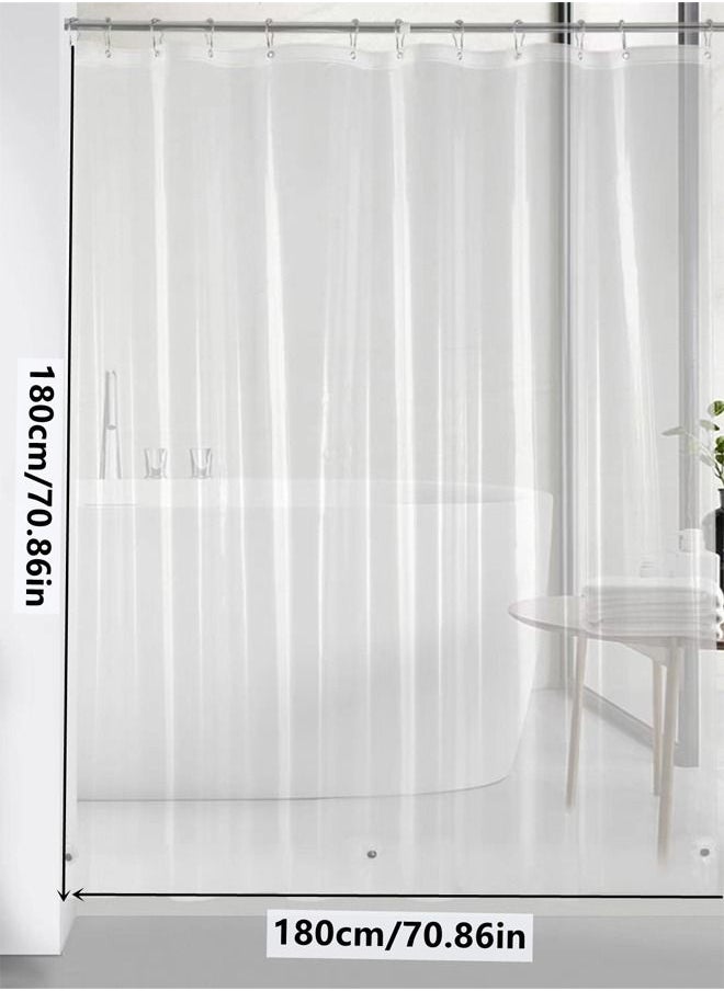 Kutis 1-Piece Waterproof PEVA Frosted Translucent Shower Curtain 180 x 180 Centimeter  - Image 4