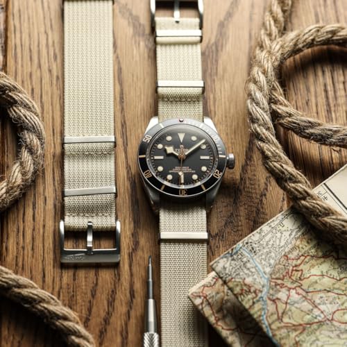WatchGecko Ridge Military Nylon Watch Strap. Beige 20mm. Rugged, Quick-Drying and Secure Replacement Wristwatch Strap for Outdoor Activities. - Image 5