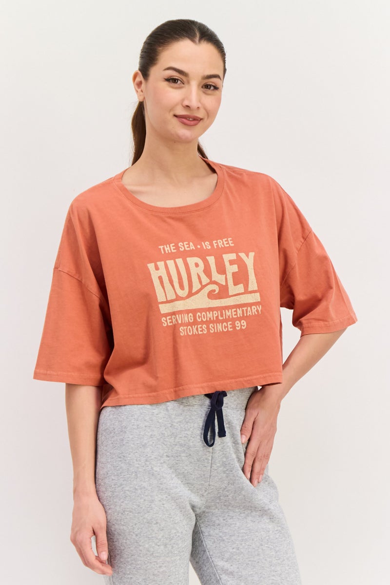 Hurley Women Sportswear Fit Short Sleeve Outdoor Top, Rust  - Image 1