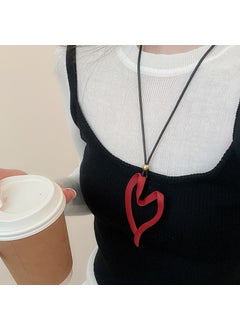 Generic Vintage Diamond Studded Tassel Necklace 41#Sweater chain-red-love 