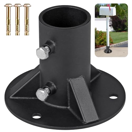 Insaga Chain Link Fence Post 2'' Floor Flange Base, Heavy Duty Round Fence Post Base, Chain Link Fence Parts for Metal Post with Floor Bracket, Mailbox Round Post Mount, Fit OD 1-7/8'' Pipe/Post - Image 1