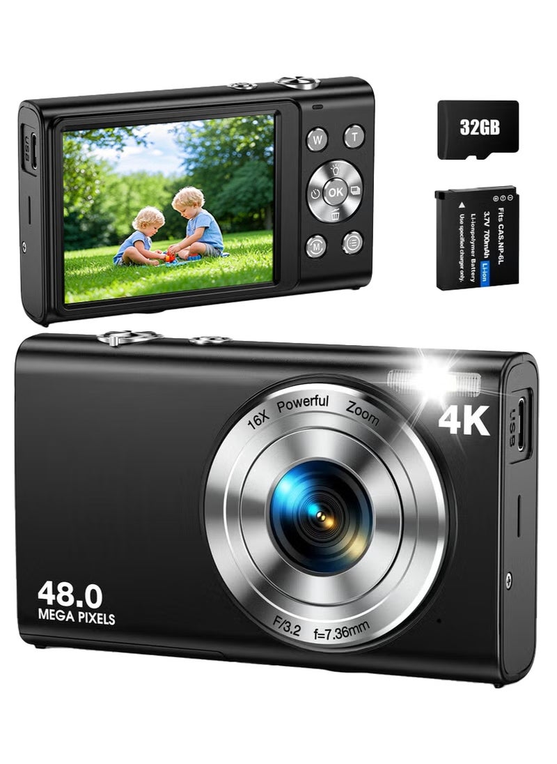 Generic Digital Camera, Autofocus UHD 4K Vlogging Camera with 32GB Card, 48MP 16X Digital Zoom Digital Camera  - Image 1