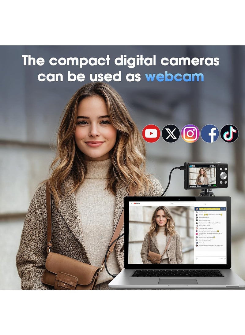 ماركة غير محددة - الكاميرا الرقمية ، الكاميرا التلقائية التركيز UHD 4K Vlogging مع بطاقة 32GB ، 48MP 16X كاميرا رقمية زوم - Image 1