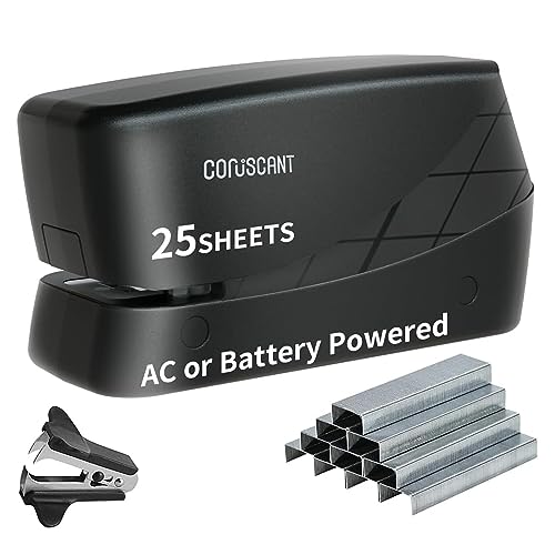 Coruscant Electric Stapler, Heavy Duty Desktop Stapler, Includes 2000 Staples and 1 Staple Remover, No-Jam Automatic AC or Battery Powered, 25 Sheet, Professional for Office Home School Use - Image 1