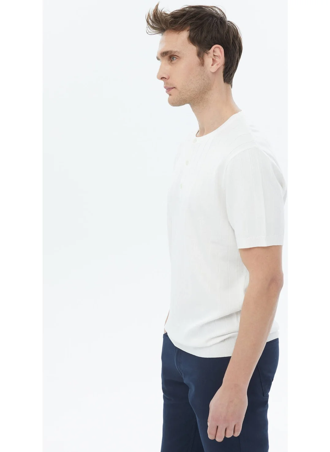 Kip Ecru Judge Collar Jacquard Knitwear