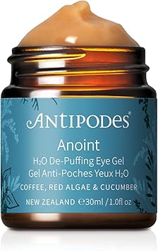 Antipodes Anoint HO DePuffing Eye Gel Hydrating Eye Gel for Puffy Eyes Dark Circles Eye Bags Coffee Cucumber Manuka Honey All Skin Types 30ml - Image 1