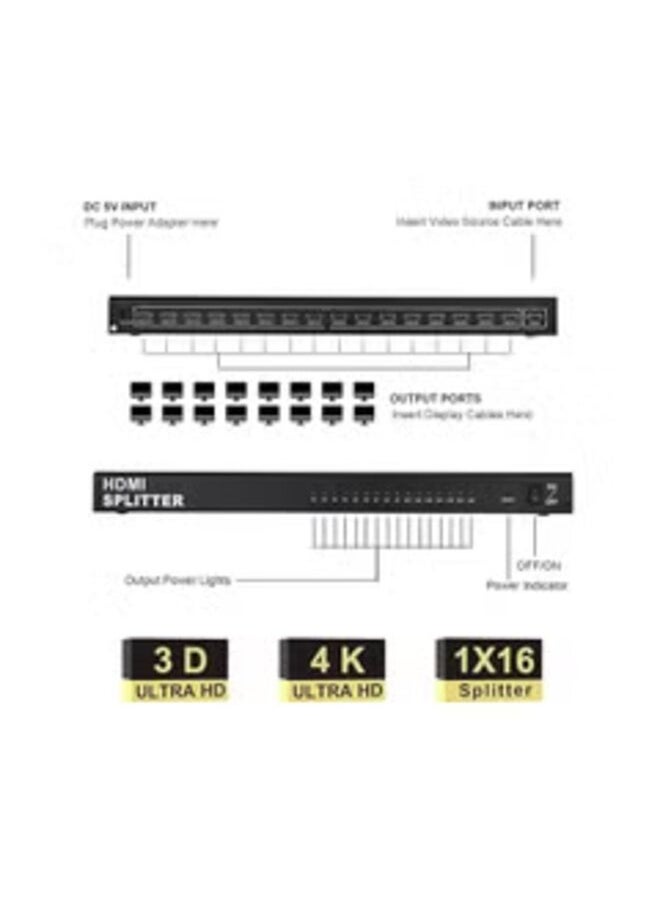 ماركة غير محددة موزع HDMI بمنفذ  1×16 يدعم دقة 4K  - Image 3