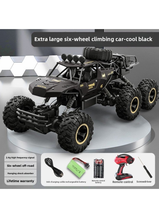 A Toy Car Remote Control Large Alloy High-speed Six-wheel Four-wheel Drive Off-road Big Foot Climbing Electric Boy Children's Car-Color:Black Six-wheel 4-wheel Drive Off-road Vehicle (47cm) With High-brightness Led Lights-Proportion:Single Lithium Battery + Remote Control Battery + Charging Cable - Image 1