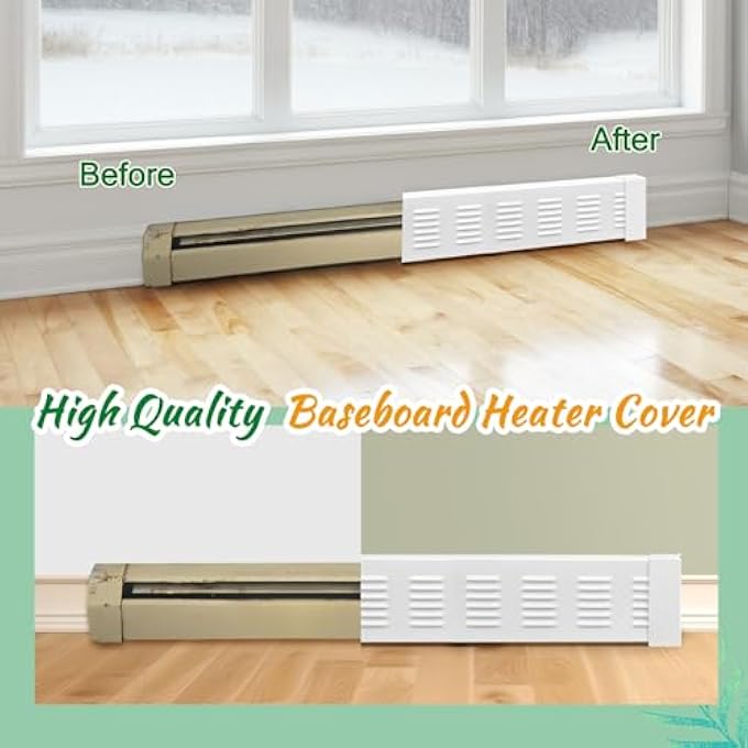 3 FT BASEBOARD HEATER COVER WITH LEFT AND RIGHT END CAPS WHITE BASEBOARD RADIATOR COVERS FOR BATHROOM HYDRONIC SYSTEM - Image 3