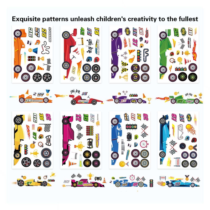 OTAITY 24 Sheets Car Stickers for Kids, Make Your Own Stickers DIY Race Car Sticker, Race Party Favors Birthday Party Decorations - Image 3