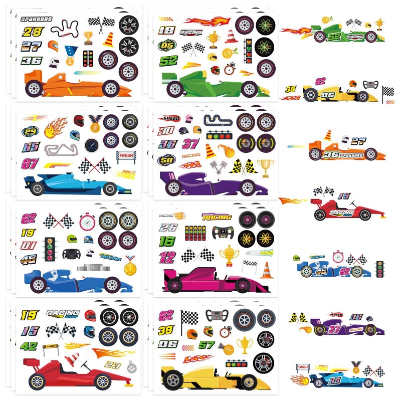 OTAITY 24 Sheets Car Stickers for Kids, Make Your Own Stickers DIY Race Car Sticker, Race Party Favors Birthday Party Decorations - Image 1