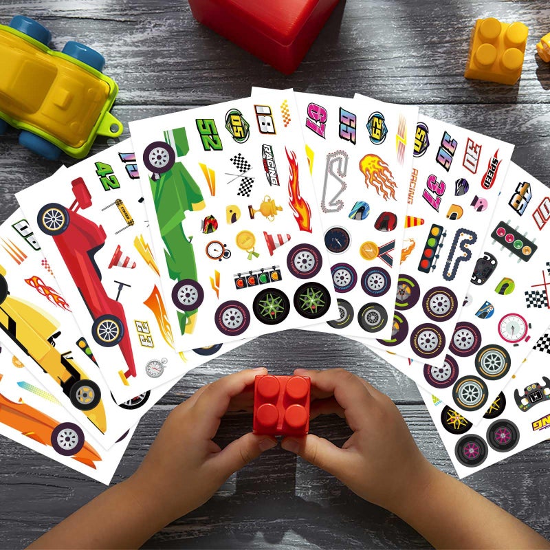 OTAITY 24 Sheets Car Stickers for Kids, Make Your Own Stickers DIY Race Car Sticker, Race Party Favors Birthday Party Decorations - Image 5