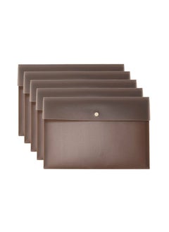 SYOSI Pack of 5 Document File Folder Pockets File Jacket Plastic Envelope Flat Document Letter Organizer with Snap Button Closure A4 Letter Size  - Image 1