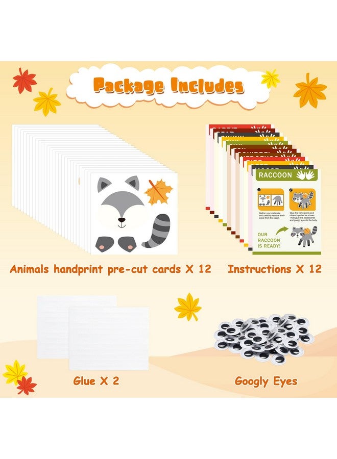 WATINC 12Pcs Woodland Animal Handprint Art Craft, Rabbit Hedgehog Owl Easy DIY Kit, Forest Animals Themed Arts Supplies Preschool Classroom Hand Print Activity Party Favors - Image 4