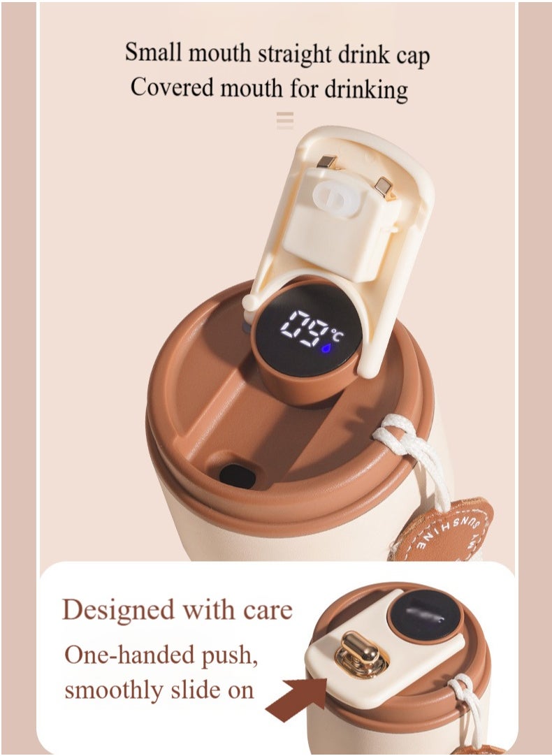 Generic - New travel carry coffee cup with temperature display, reusable hot and cold coffee cup, stainless steel vacuum insulated coffee cup, travel coffee cup with lid, splash-proof, suitable for automobile/home/outdoor/dining - Image 1