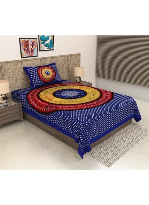 Urban Magic 104 TC Cotton Single Printed Bedsheet (Pack of 1, Multicolor)