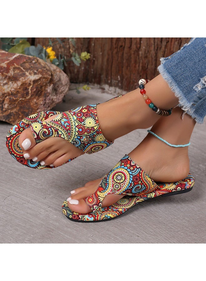 NIBEMINENT Large Size Women's Sandals Breathable Printed Toe Roman Style Slip-On Summer  Arrival Comfortable Ethnic Trend Rubber Sole  - Image 2