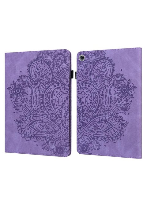 Case For Huawei MediaPad M5 lite 10.1 Peacock Embossed Pattern TPU + PU Horizontal Flip Leather Case with Holder & Card Slots & Wallet & Sleep / Wake-up Function