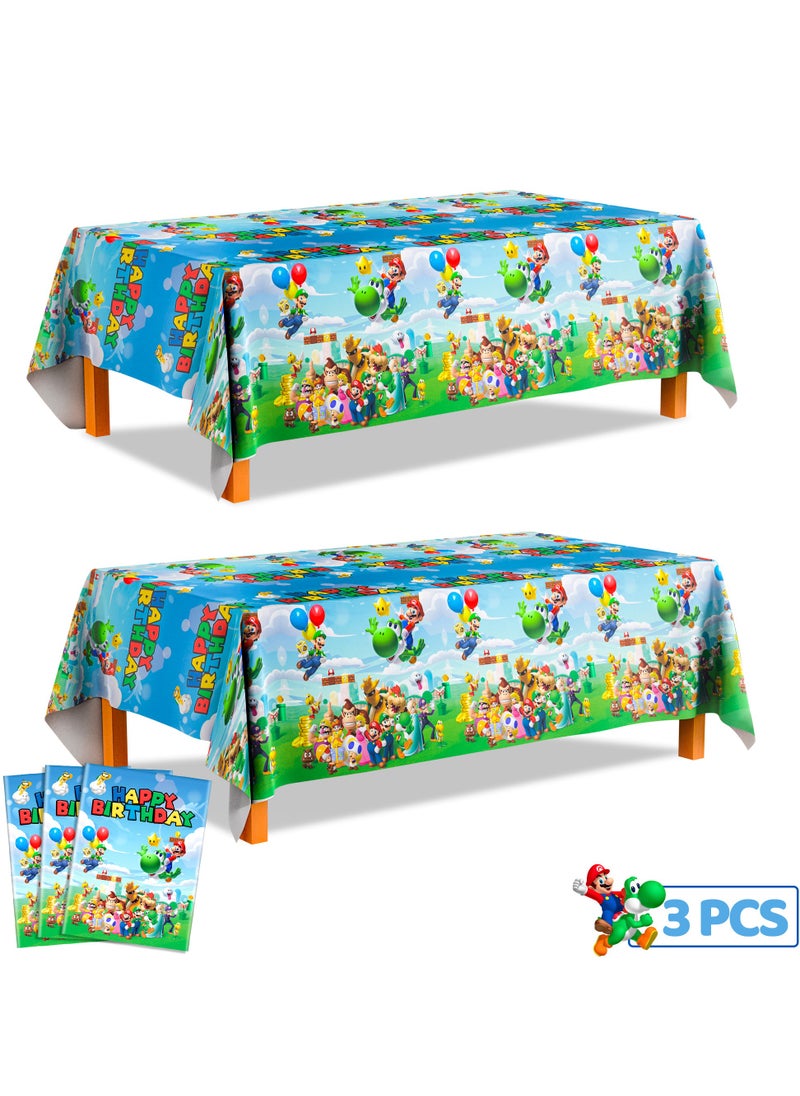 FRUITFUL PARTY Super Mario Party Tablecloths, 3pcs Mario Bros Table Cover Mario Bros Birthday Party Supplies(Size: 180cm*80cm/70.8"x 42.5")  - Image 1