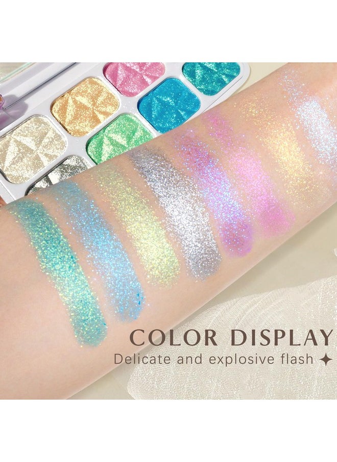 HOSAILY - 8 Colors Face Highlighter Makeup Palette Diamond Glitter Iluminadores De Maquillaje Intense Color Chameleon Eyeshadow Rainbow Shimmer Highlighter Metallic Contour Bronzer And Highlighter Palette - Image 1