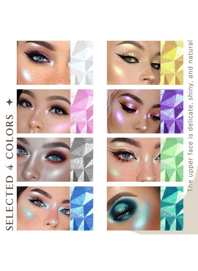 HOSAILY - 8 Colors Face Highlighter Makeup Palette Diamond Glitter Iluminadores De Maquillaje Intense Color Chameleon Eyeshadow Rainbow Shimmer Highlighter Metallic Contour Bronzer And Highlighter Palette - Image 1