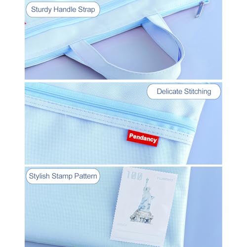 Pendancy Mesh Zipper Pouch 11x13.7 in, Large Double Pocket Waterproof File Bag with Handle, A4 Size Foldable Document Storage for Puzzle Project/Cross Stitch/Travel/Office（Blue） - Image 5