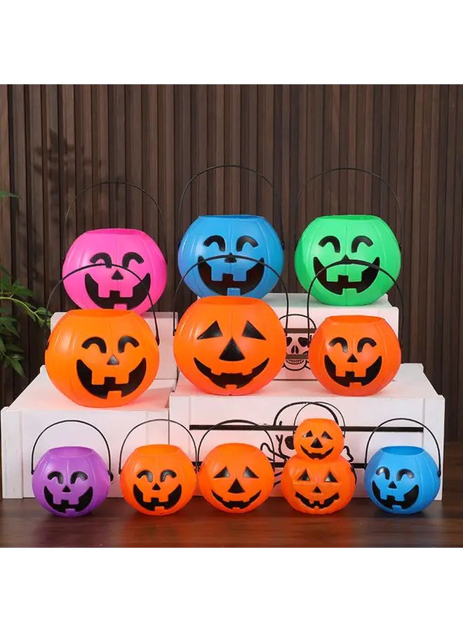 Large Pumpkin Bucket Plastic Jack O Lantern Candy Jar With Lid For Halloween - Image 2