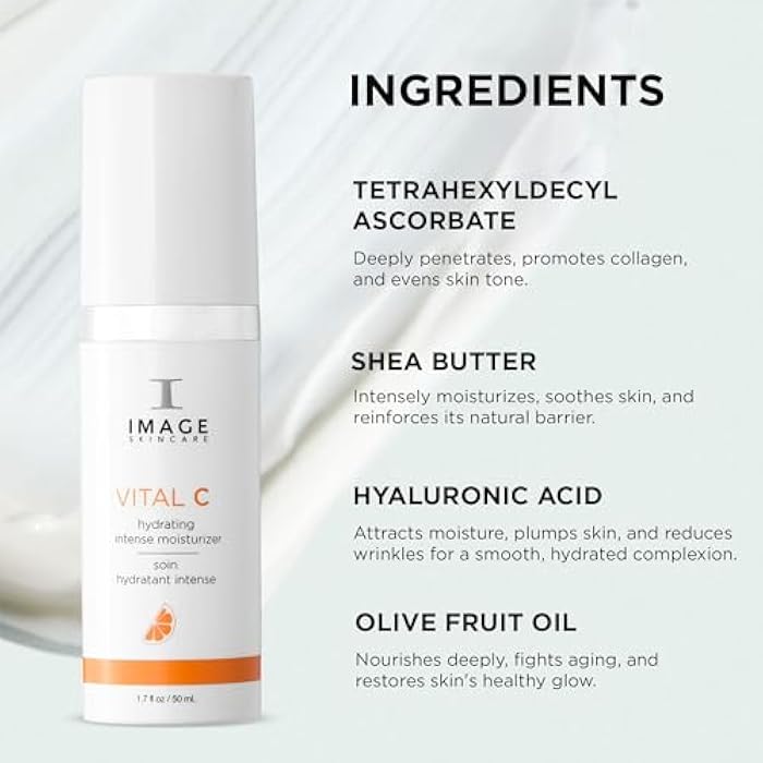 IMAGE Skincare, VITAL C Hydrating Intense Moisturizer, Lightweight Face Lotion with Hyaluronic Acid and Shea Butter, for Dry Skin, 1.7 fl oz. - Image 5
