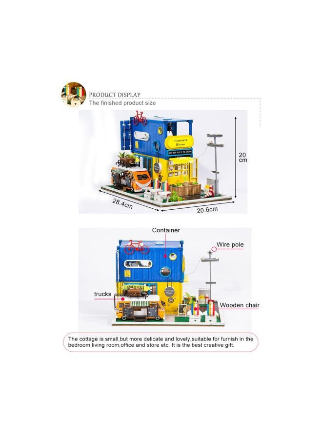 NIBEMINENT Wooden Dollhouse DIY Kit With LED Light - Image 4