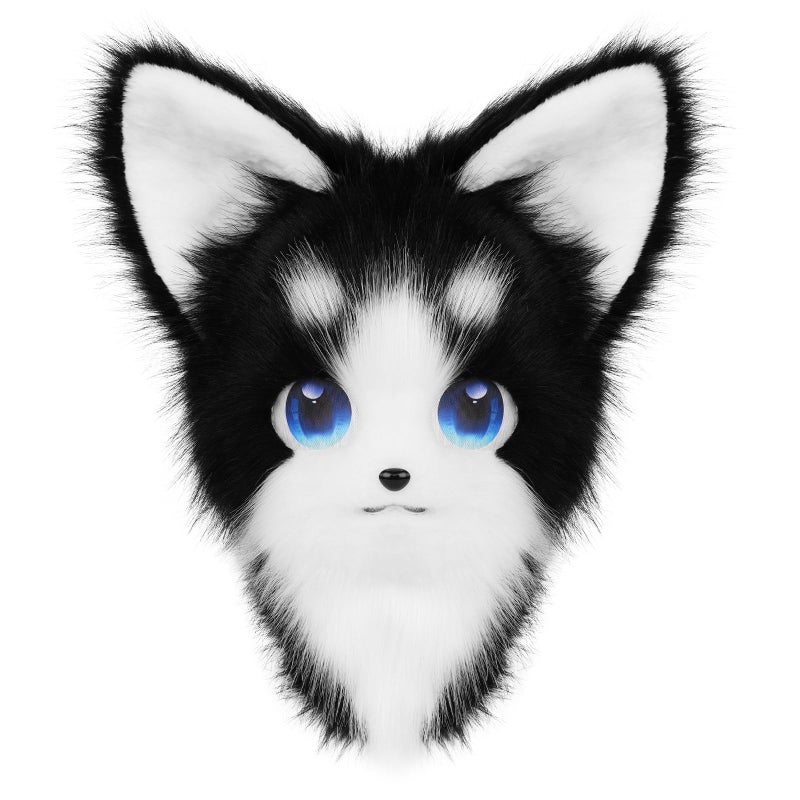 HAOAN Animal Furry Fursuit Head Mask Plush Cat Fox Mask Costume Props for Halloween Cosplay Party - Image 1