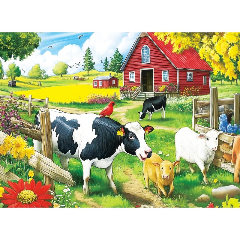 VOLUVOLU 300 Pieces Jigsaw Puzzles For Adults  Pasture Cows Puzzle For Adults Children Seniors  Brid Puzzle 300 Pieces  Gift For Birthday  Home Decor  Fun For Family Entertainment(20.5 * 15 Inch) - Image 1