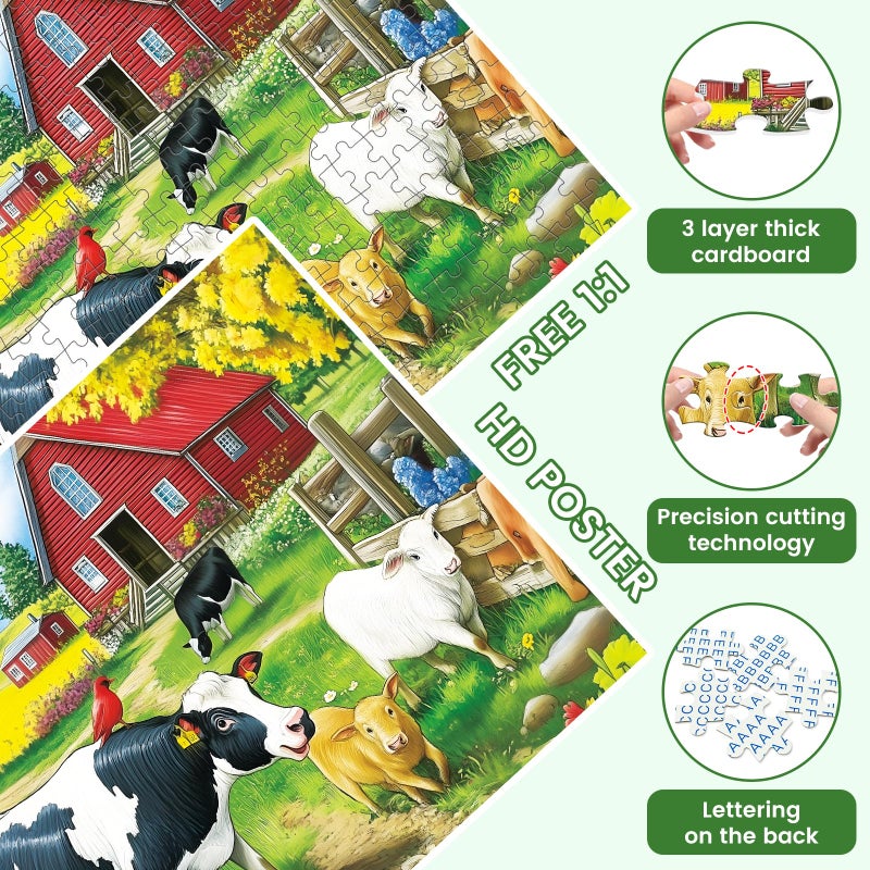 VOLUVOLU 300 Pieces Jigsaw Puzzles For Adults  Pasture Cows Puzzle For Adults Children Seniors  Brid Puzzle 300 Pieces  Gift For Birthday  Home Decor  Fun For Family Entertainment(20.5 * 15 Inch) - Image 4