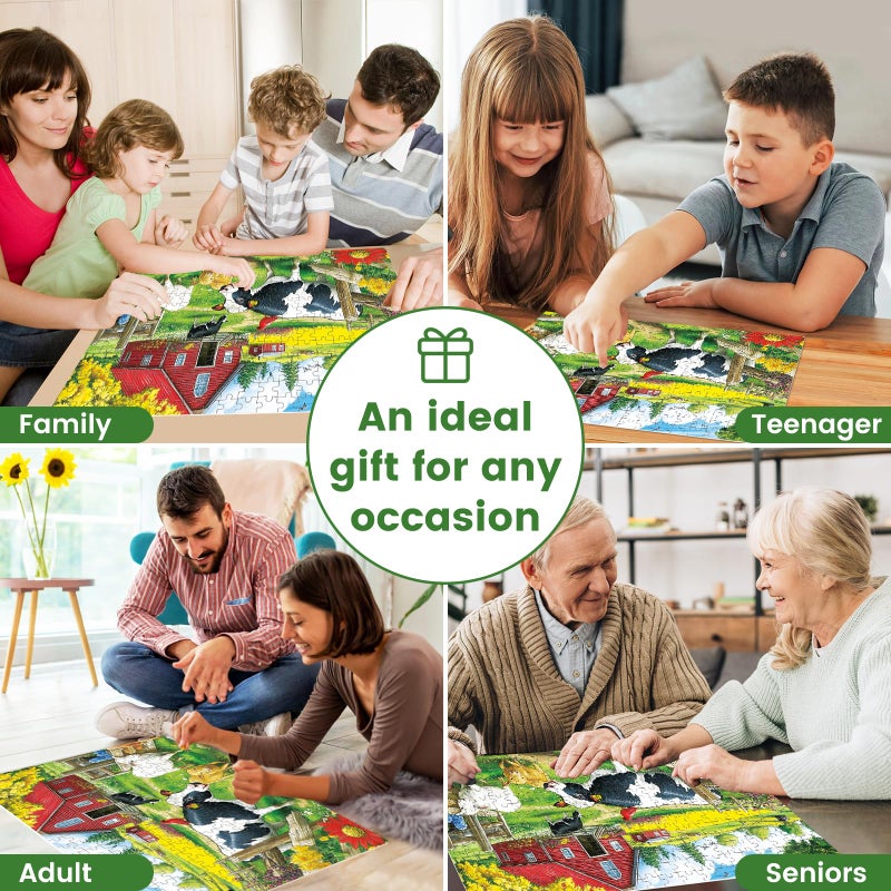 VOLUVOLU 300 Pieces Jigsaw Puzzles For Adults  Pasture Cows Puzzle For Adults Children Seniors  Brid Puzzle 300 Pieces  Gift For Birthday  Home Decor  Fun For Family Entertainment(20.5 * 15 Inch) - Image 5