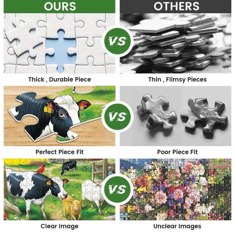 VOLUVOLU 300 Pieces Jigsaw Puzzles For Adults  Pasture Cows Puzzle For Adults Children Seniors  Brid Puzzle 300 Pieces  Gift For Birthday  Home Decor  Fun For Family Entertainment(20.5 * 15 Inch) - Image 3