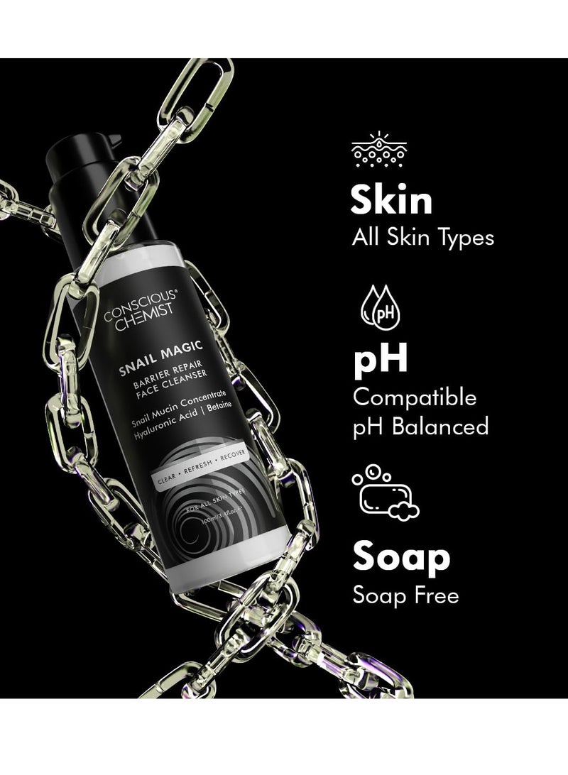 Conscious Chemist Snail Magic Cleanser Barrier Repair Low pH Gel Cleanser Daily Mild Face Cleanser for All Skin 100ml - Image 3