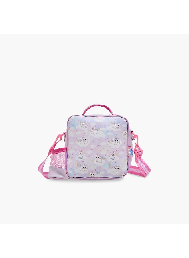 Minmie Caticorn Dream- Lunch Bag-With Handle & Strap-Printed-Rectangle (Pvc) Pastel Purple \ 22x10x22 - Image 3