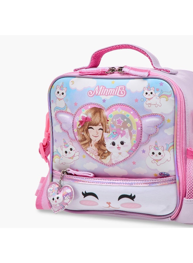 Minmie Caticorn Dream- Lunch Bag-With Handle & Strap-Printed-Rectangle (Pvc) Pastel Purple \ 22x10x22 - Image 5