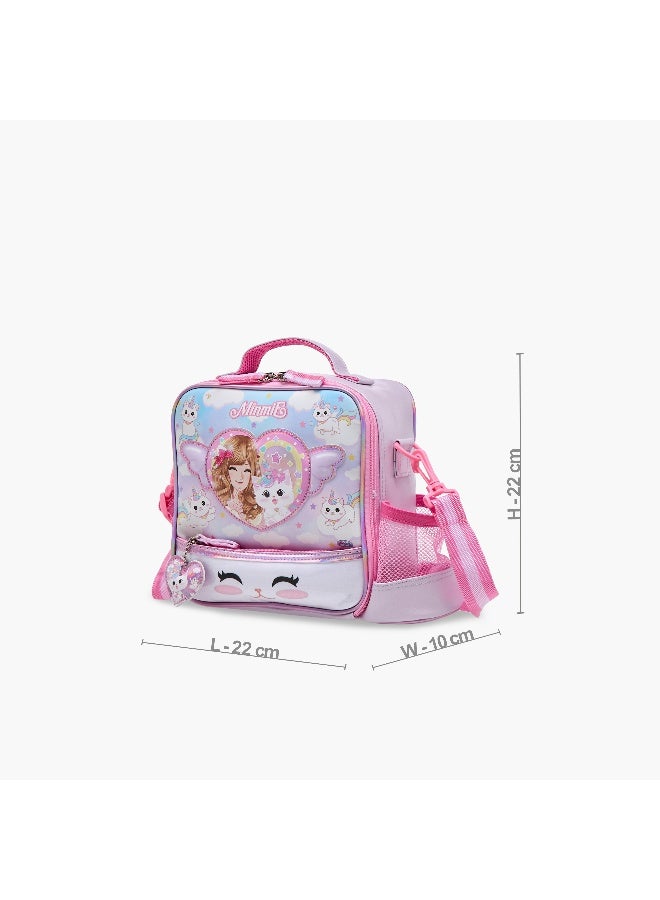 Minmie Caticorn Dream- Lunch Bag-With Handle & Strap-Printed-Rectangle (Pvc) Pastel Purple \ 22x10x22 - Image 2