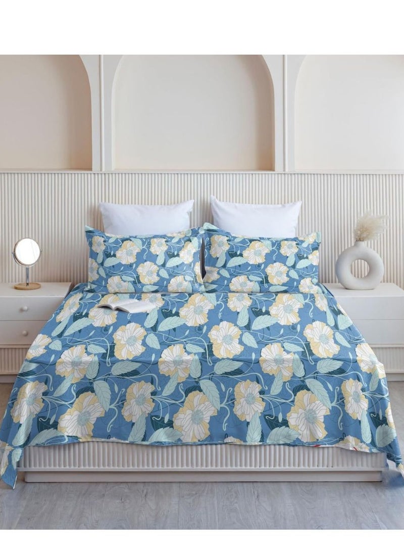 TSUMAB Botanical Blue Harmony Bedding Set - Modern Floral Bed Sheet for Cozy Bedrooms with Pillow Covers  - Image 2