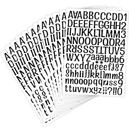 FZWONVUC 1416 Pcs 12 Sheet Small Vinyl Letter Stickers for Scrapbooking,1 inch Letter and Number Stickers for Mailbox, Outside Home,Office,Signs,Window,Door,DIY (Black) - Image 1