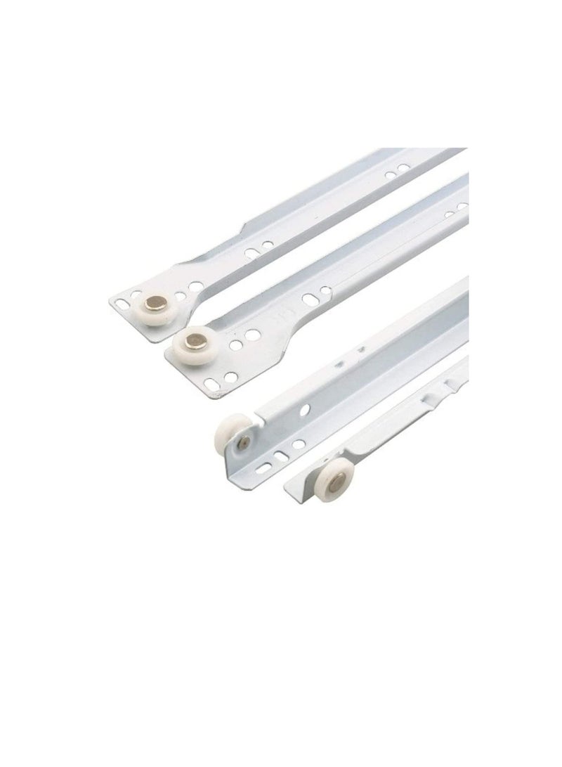 Robustline Roller Wheel Cabinet Drawer Keyboard Slide Glide Runner 2 Pairs (1.0mm Thickness), Heavy duty drawer slides (12") - Image 1